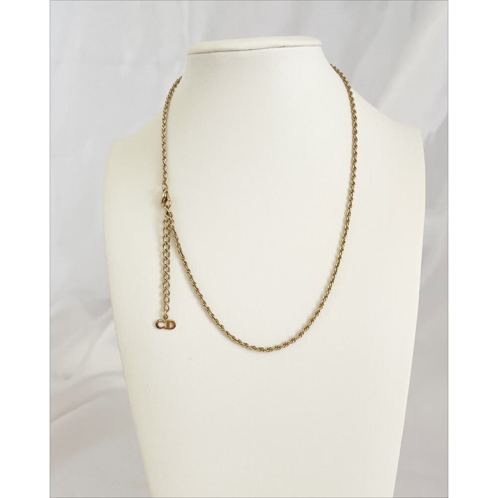 DIOR Christian Dior Vintage Long Chain Twist Necklace Gold Tone Adjustable